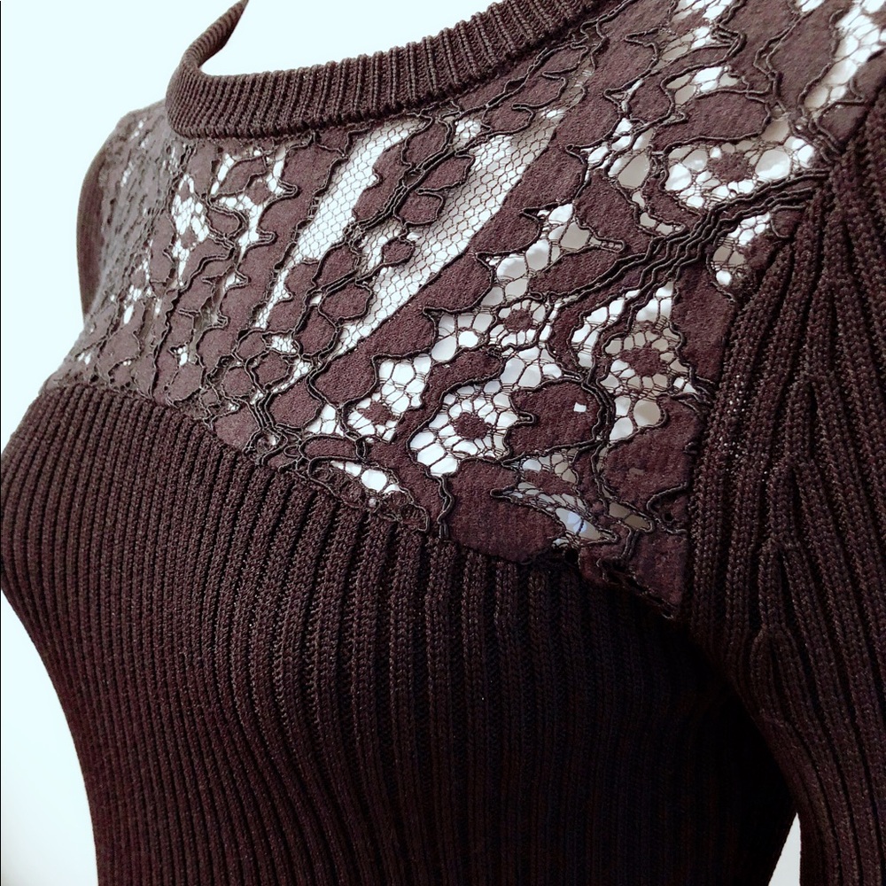 Lace detail ribbed sweater dress